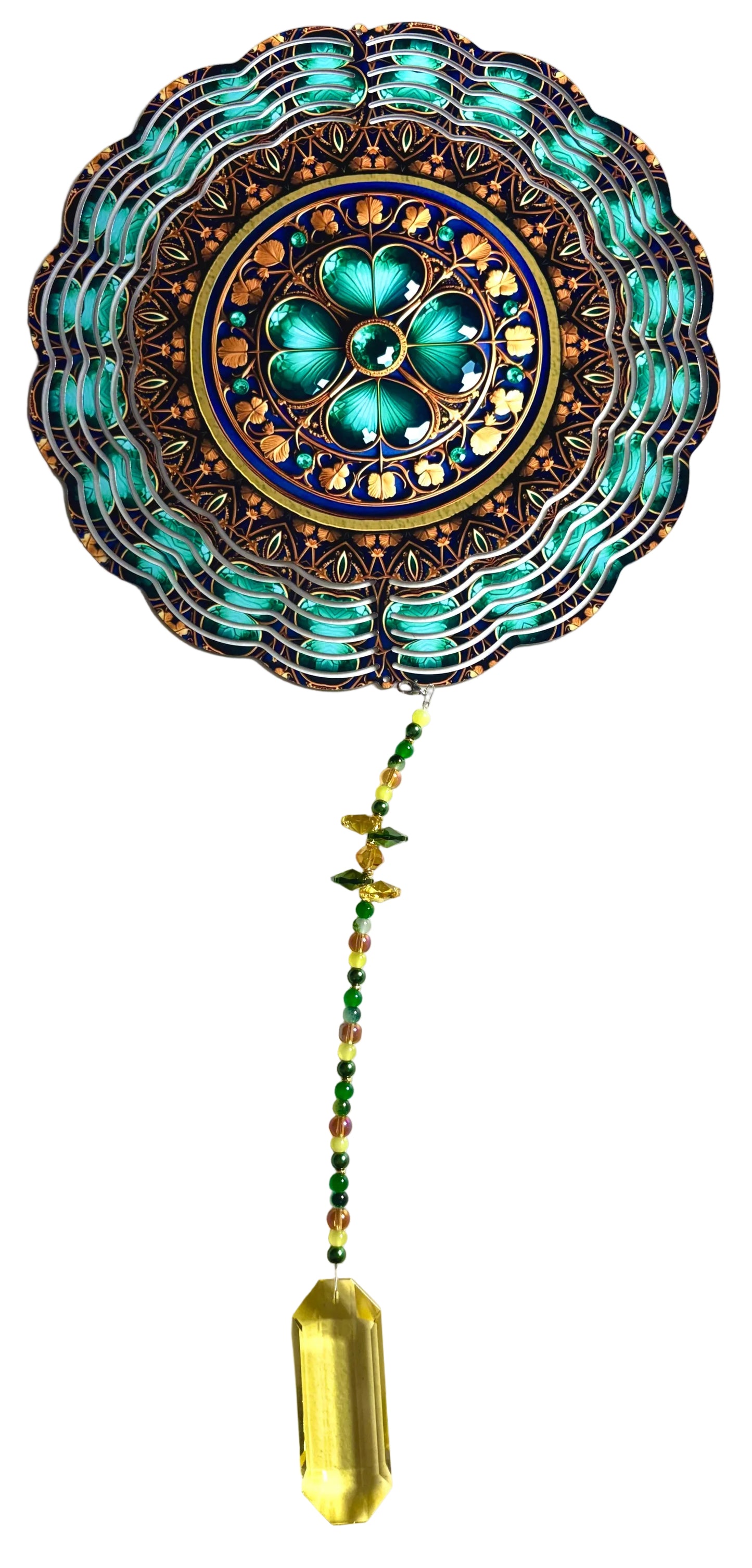 Wind Spinner with Jewel Strand St Patricks Day Clover Jewels