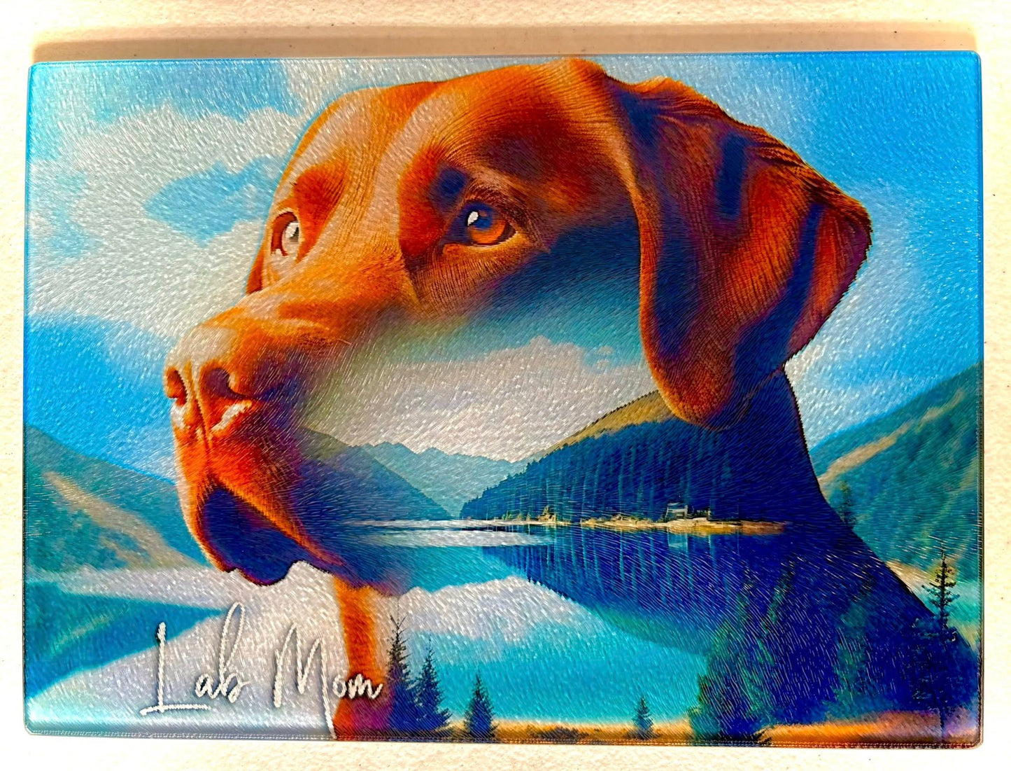 Tempered Glass Cutting Board Dog Labador Mom