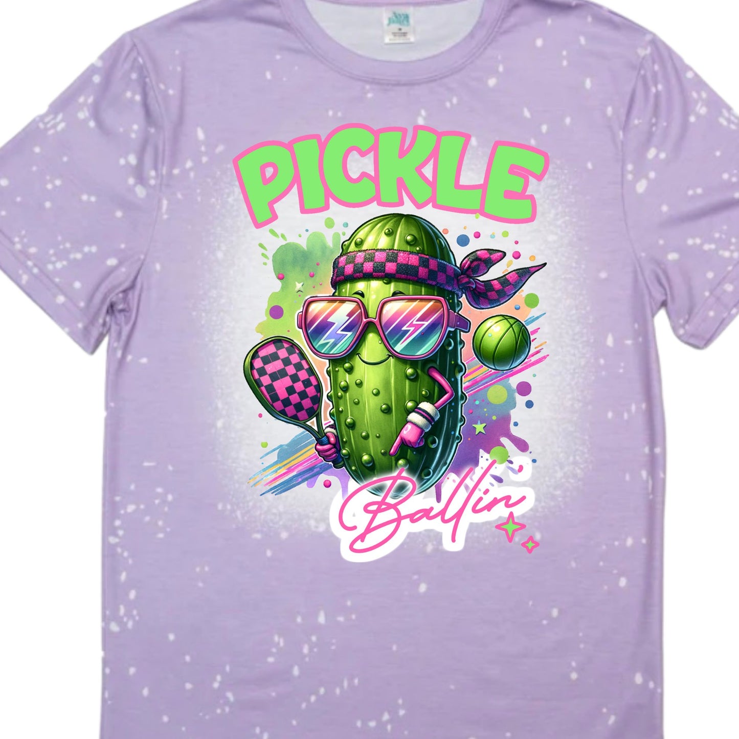 T-Shirts Faux Bleached - PICKLEBALL BALLIN'