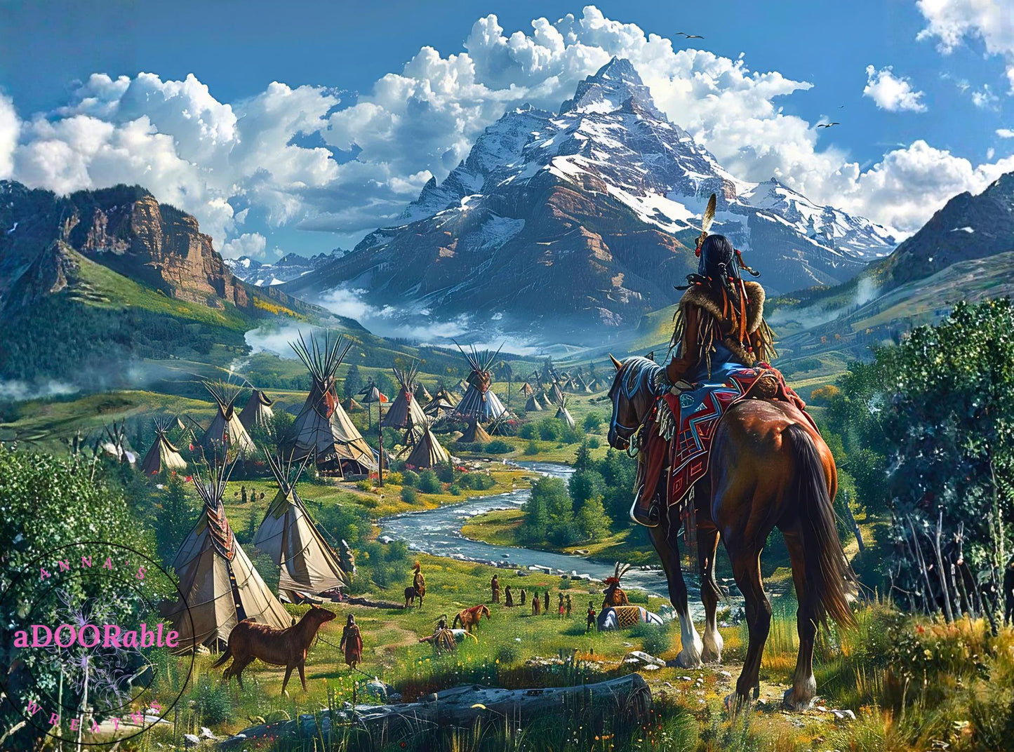 Tempered Glass Cutting Board Native American Village