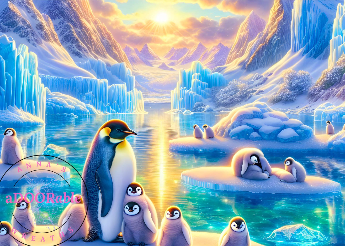 Tempered Glass Cutting Board Penquins Sunning on Icebergs