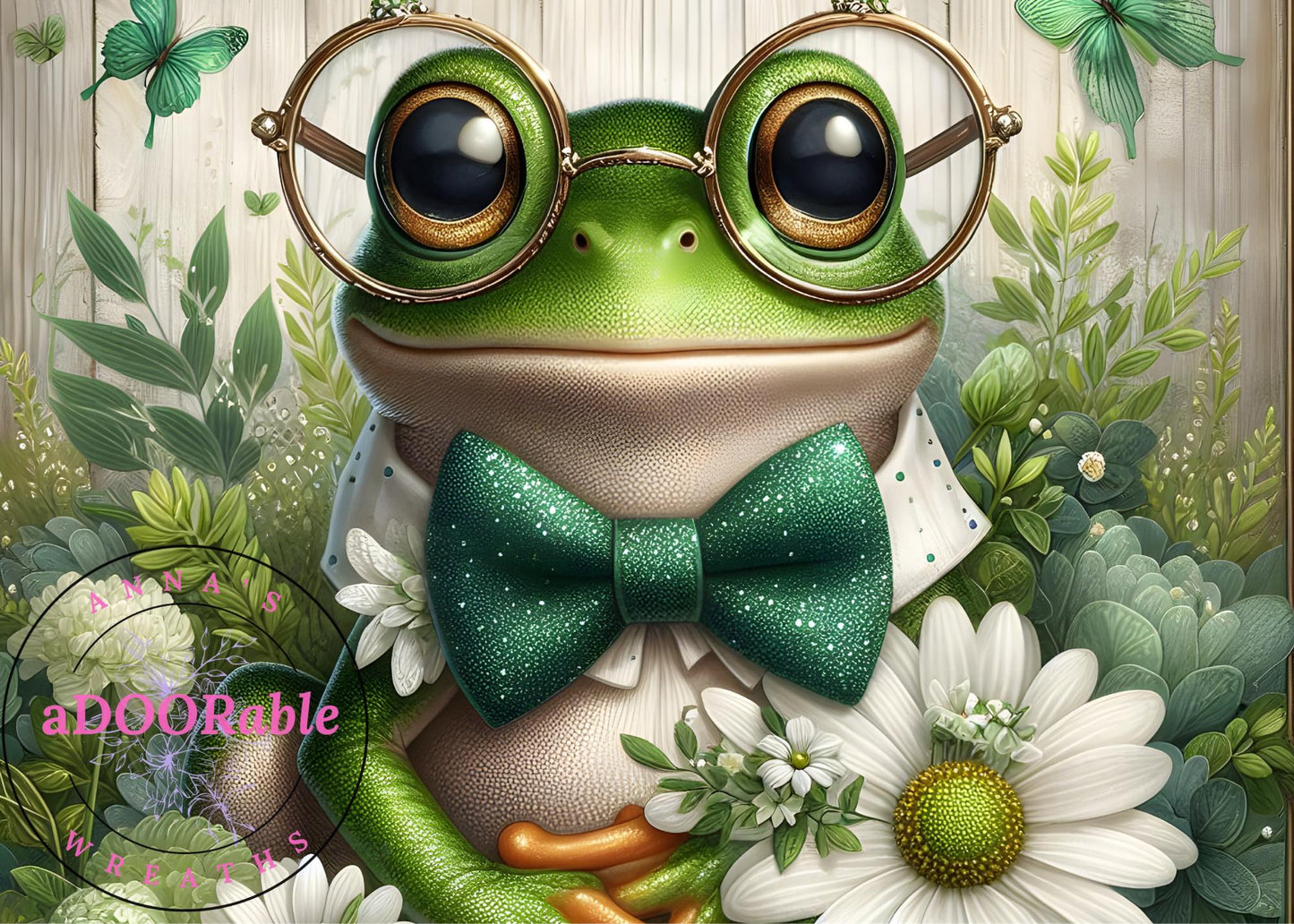 Tempered Glass Cutting Board Frog Wearing Glasses and Bow Tie