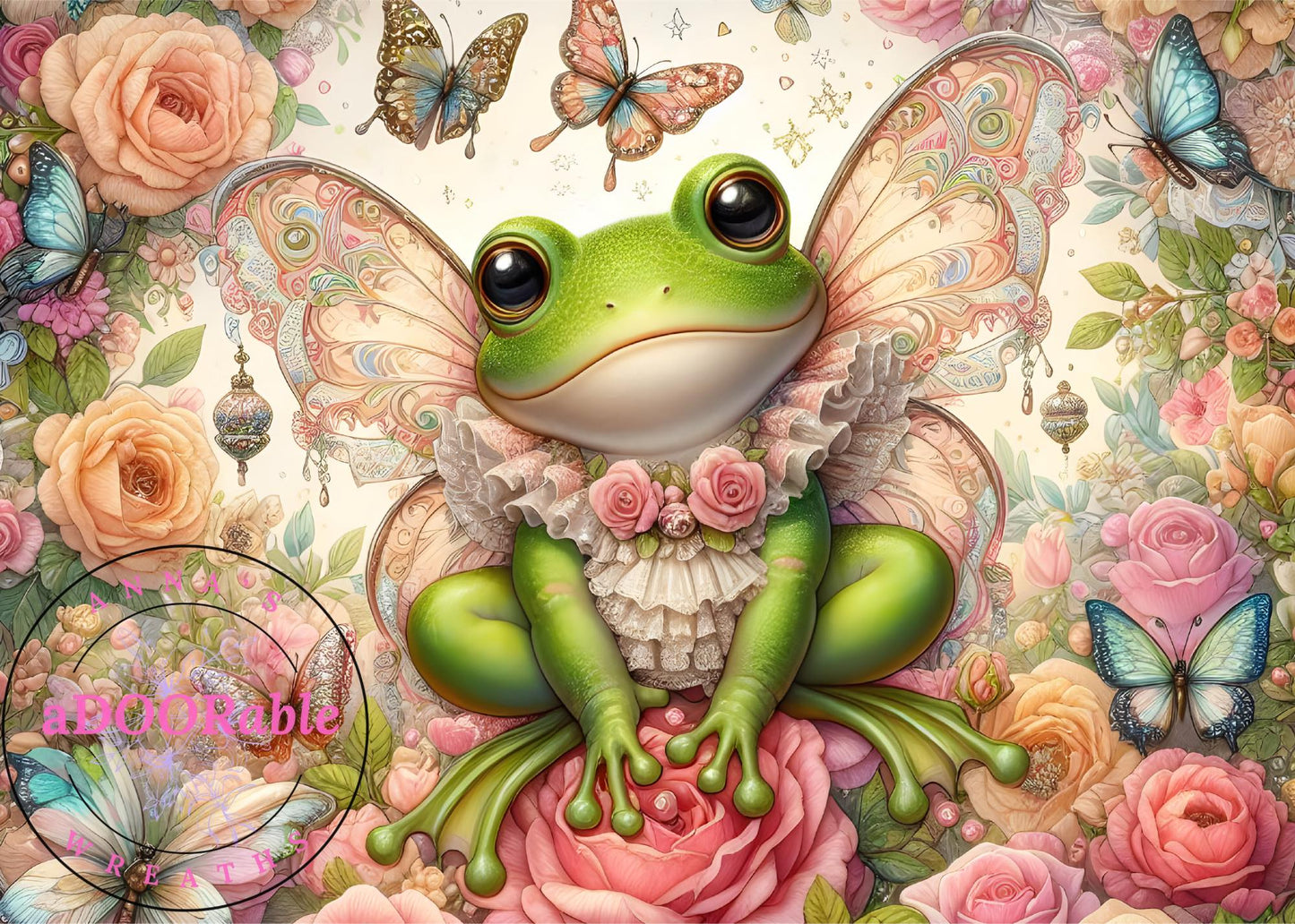 Tempered Glass Cutting Board Frog Fairy Outfit and Flowers