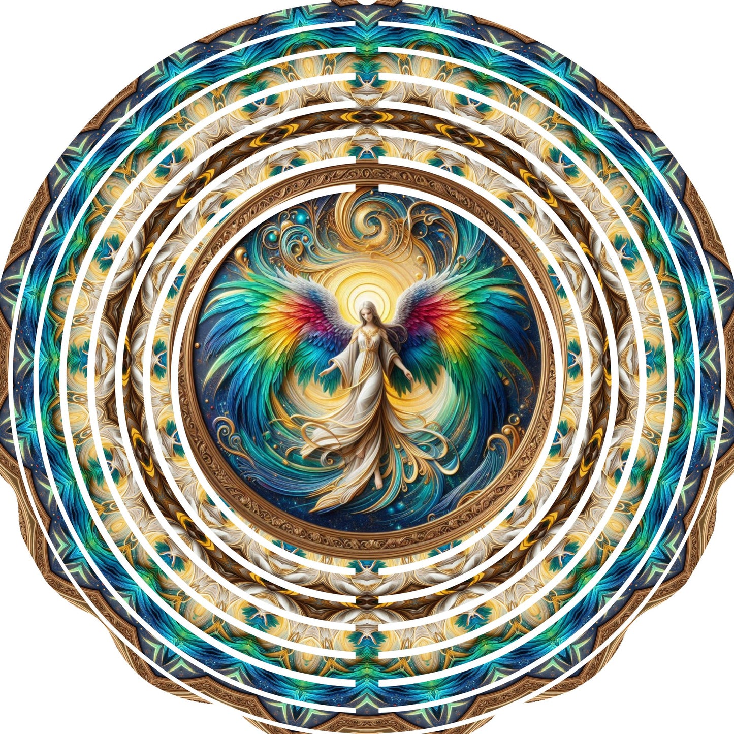 Wind Spinner with Jewel Strand Angel Rainbow Wings