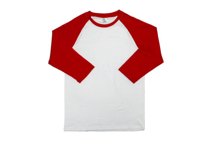 Z. T-SHIRTS - 3/4 SLEEVE BLANK CUSTOM RED