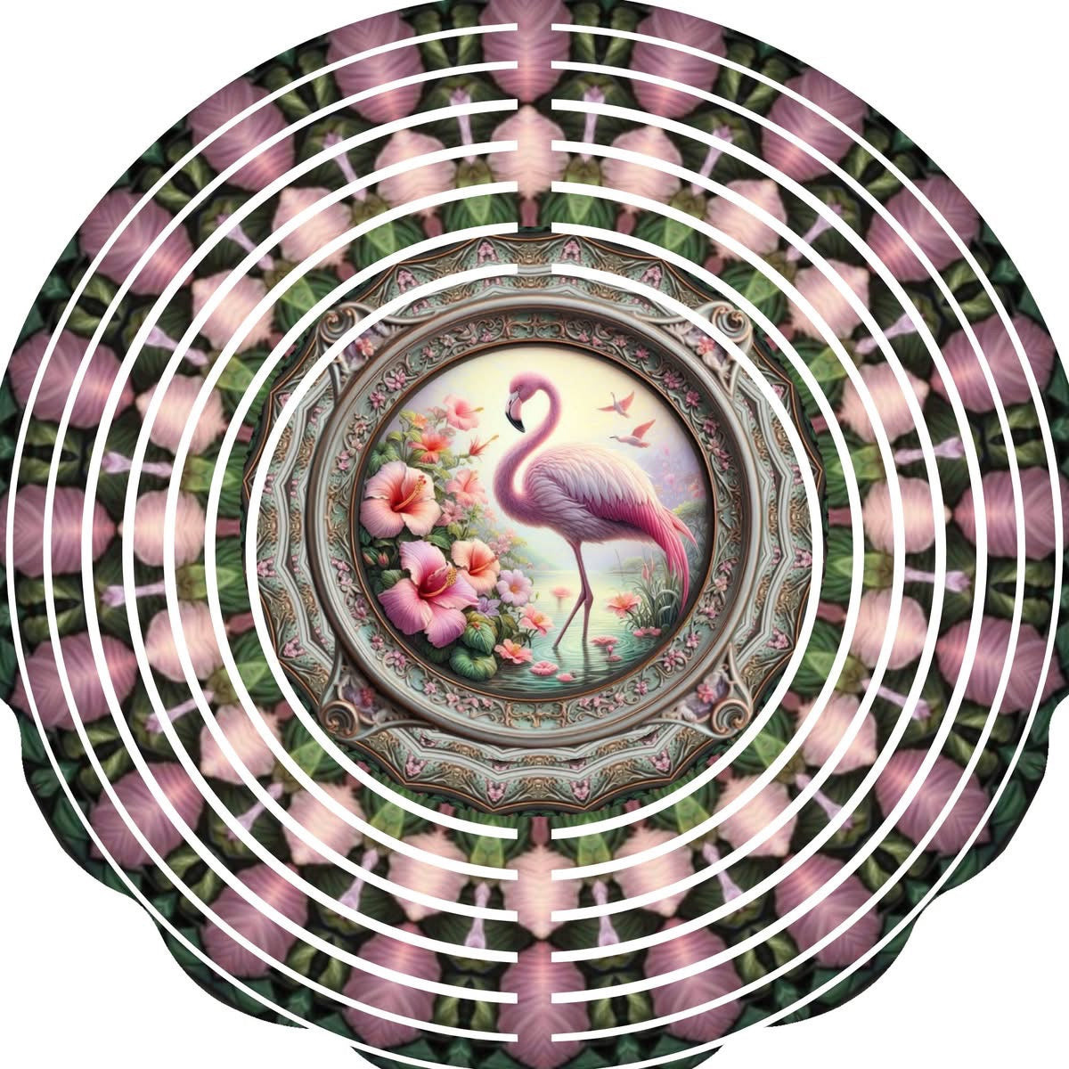 Wind Spinners with Jewel Strand Bird Flamingo Light Pink