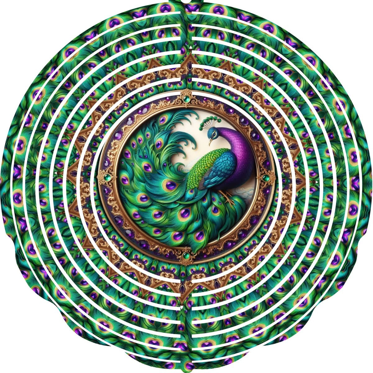 Wind Spinners with Jewel Strand Bird Peacock Purple Neck