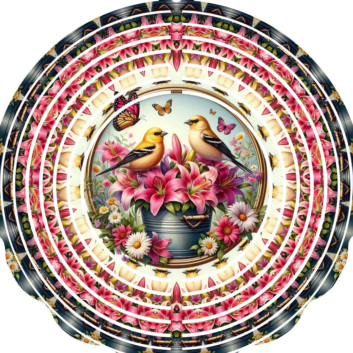Wind Spinner with Jewel Strand Bird and Butterflies