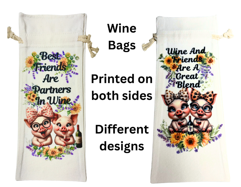 Wine Bottle Bag Animal Pig "Best Friends Are Partners in Wine"