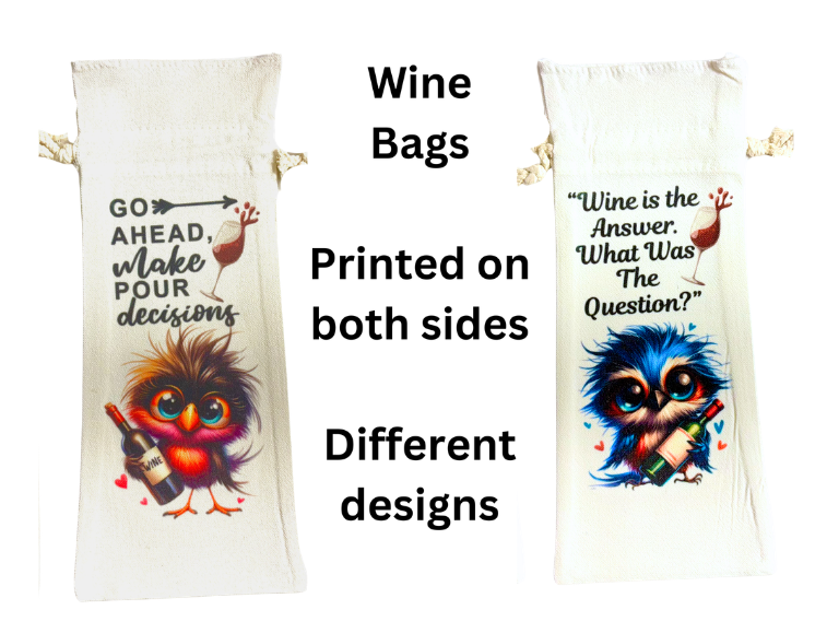 Wine Bottle Bag Bird Theme " Go Ahead Make Pour Decisions"