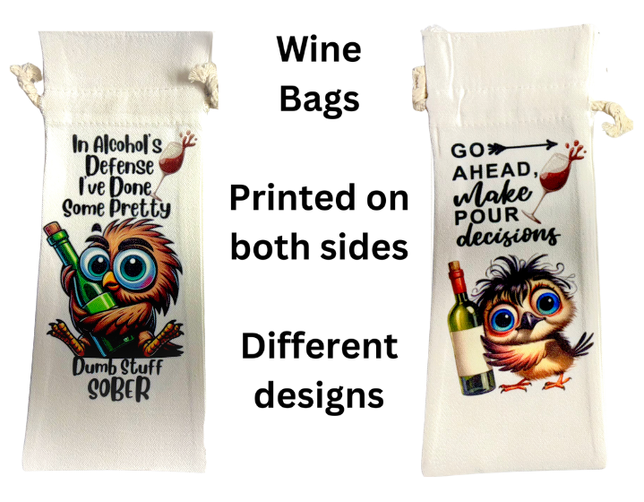 Wine Bottle Bag Bird Theme "In Alcohol's Defense..."