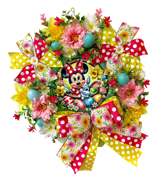 Custom and Seasonal Wreaths Easter Cartoon Character Mouse & Bunny