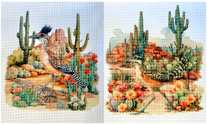 TOWELS - Roadrunner Walking in Desert