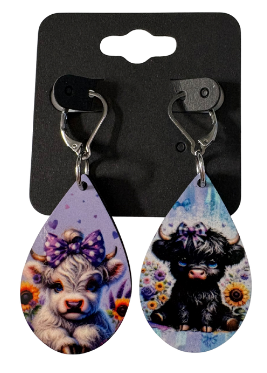 EARRINGS - HIGHLAND COW PURPLE