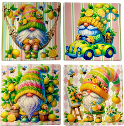 Coasters 4/pk - GNOME LEMONS
