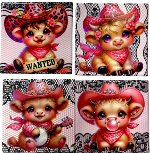 Coasters 4/pk - HIGHLAND COW WANTED
