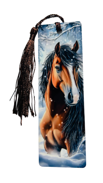 BOOKMARK - HORSE STANDING IN DEEP SNOW