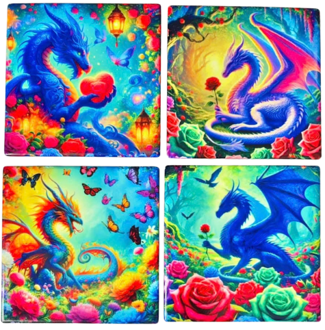 Coasters 4/pk - DRAGONS BRIGHT