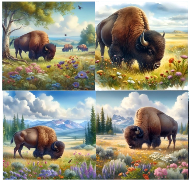Coasters 4/pk - WILDLIFE BUFFALO GRAZING