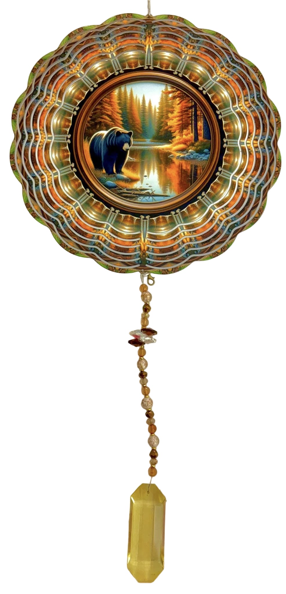 Wind Spinner with Jewel Strand Bear Autum Colors