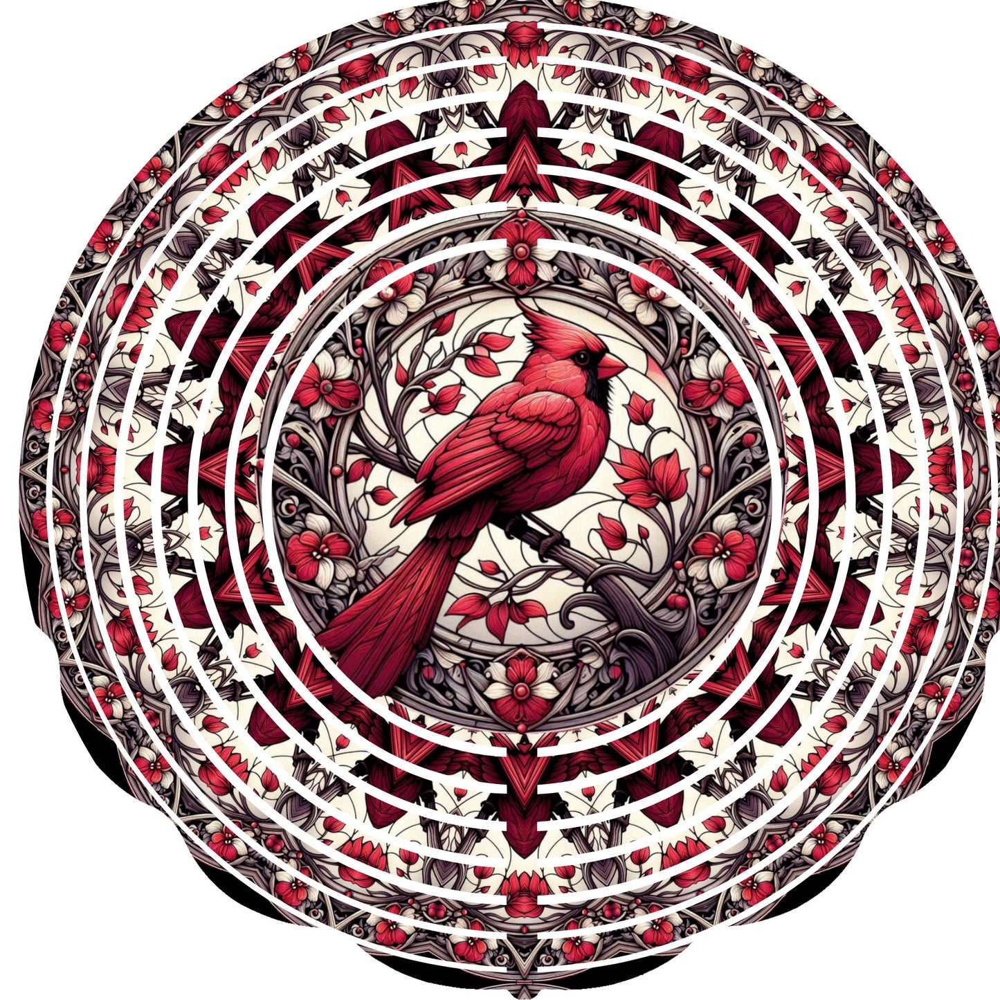 Wind Spinners with Jewel Strand Bird Cardinal on Branch