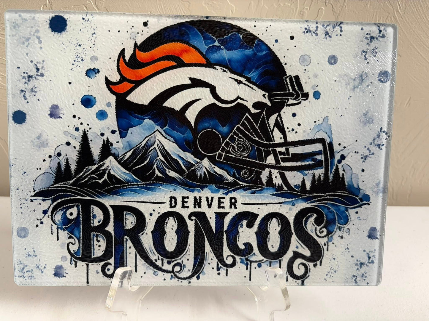 Tempered Glass Cutting Board Sports Denver Broncos