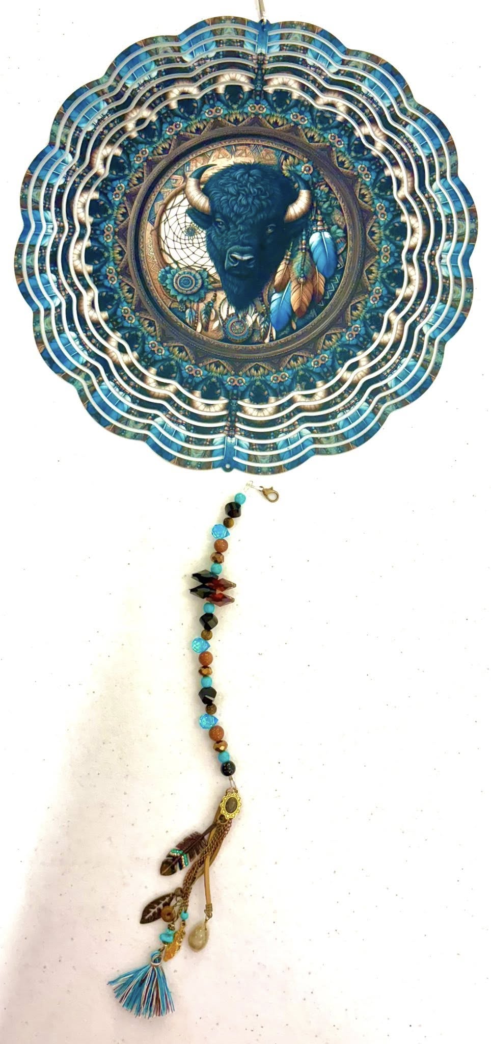 Wind Spinner with Jewel Strand Buffalo Dreamcatcher