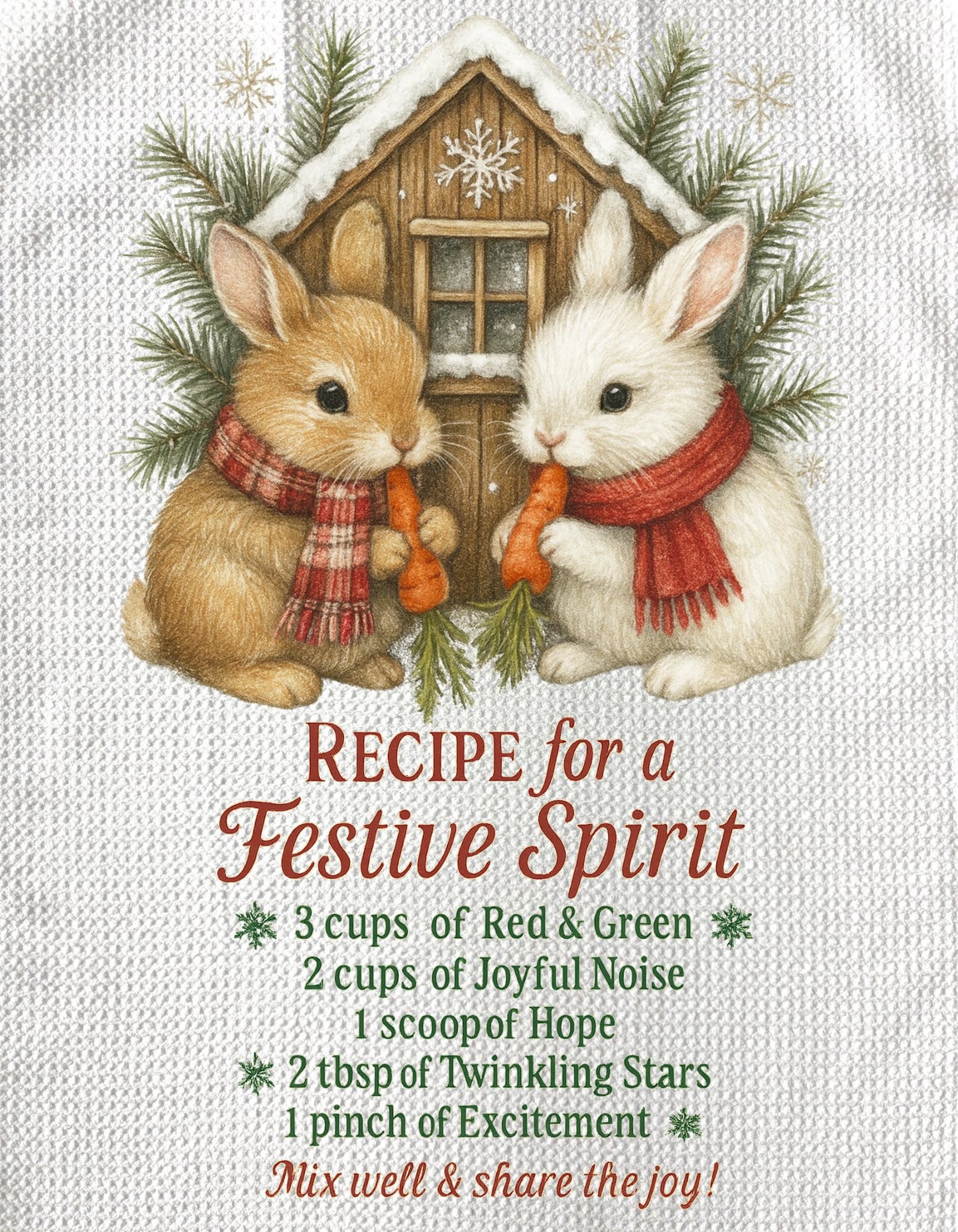 TOWELS - CHRISTMAS RECIPE FESTIVE SPIRIT BUNNIES