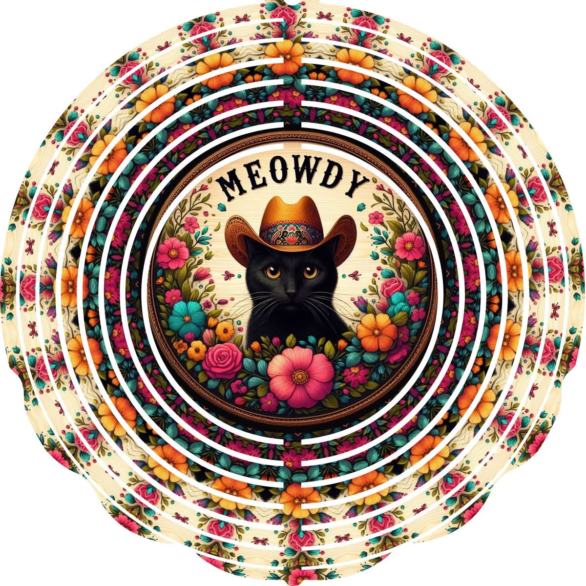 Wind Spinner with Jewel Strand Cat Meowdy