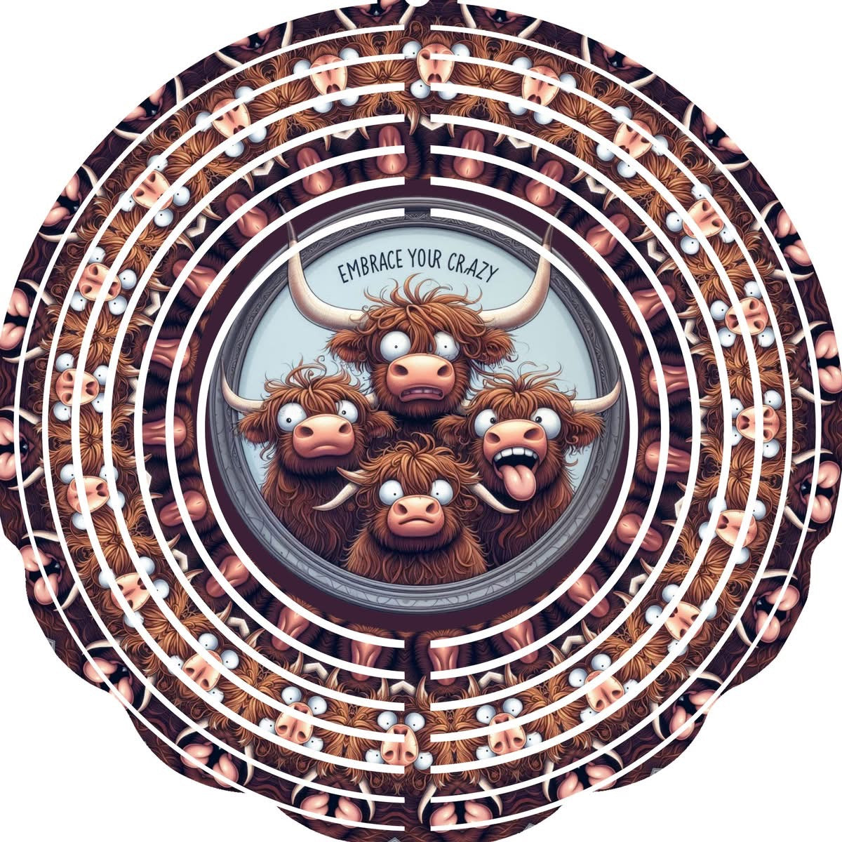 Wind Spinner with Jewel Strand Cow Embrace Your Crazy