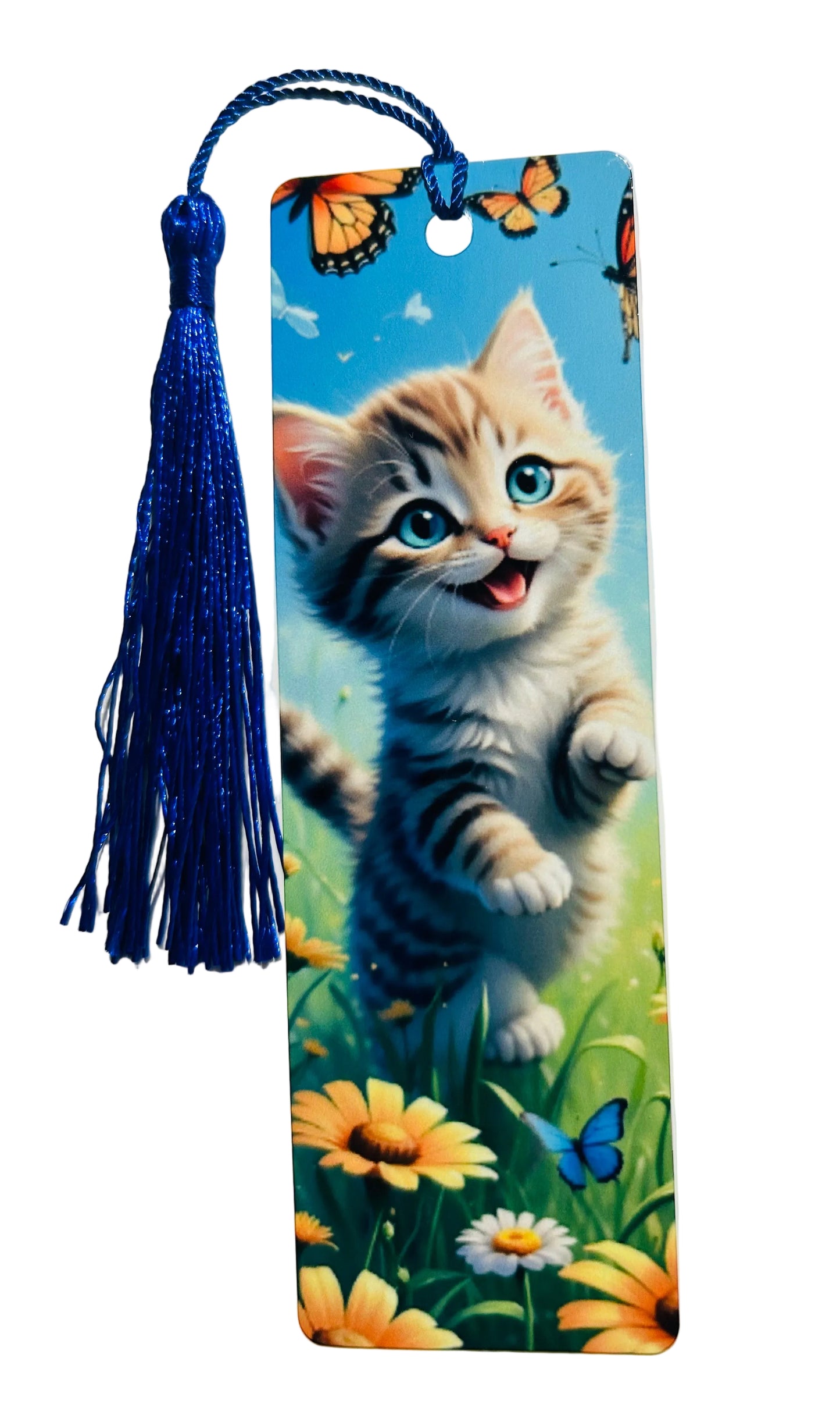 BOOKMARK - CAT PLAYING WITH BUTTERFLIES