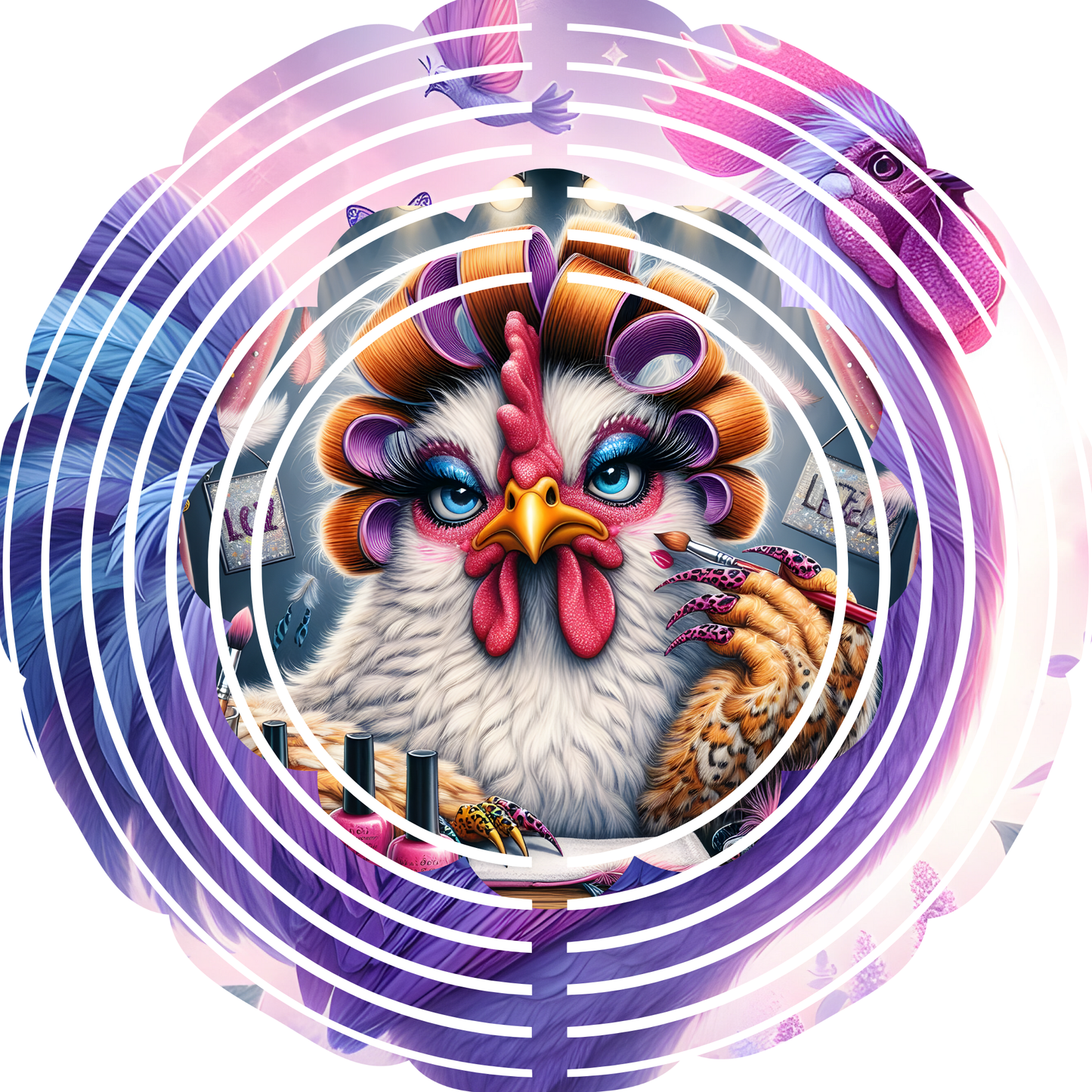 Wind Spinner with Jewel Strand Chicken/Rooster Diva