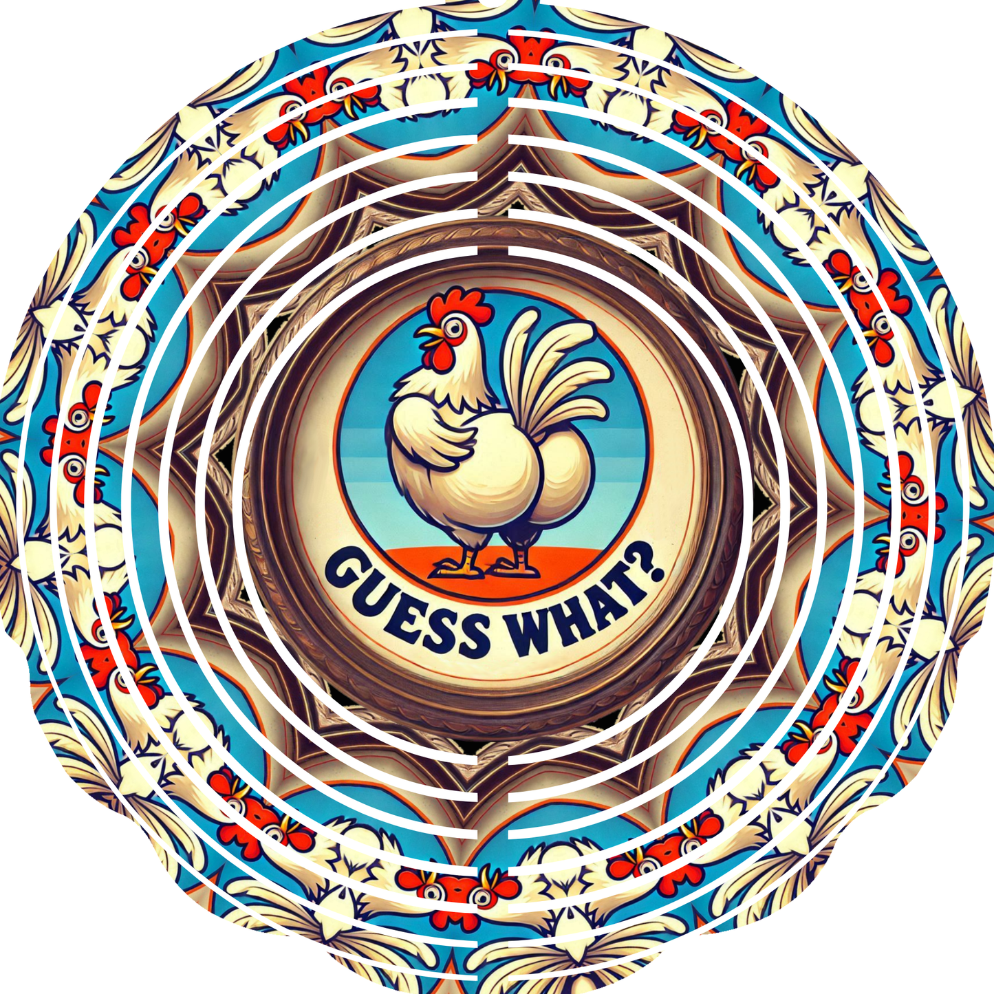 Wind Spinner with Jewel Strand Chicken/Rooster Guess What Chicken Butt