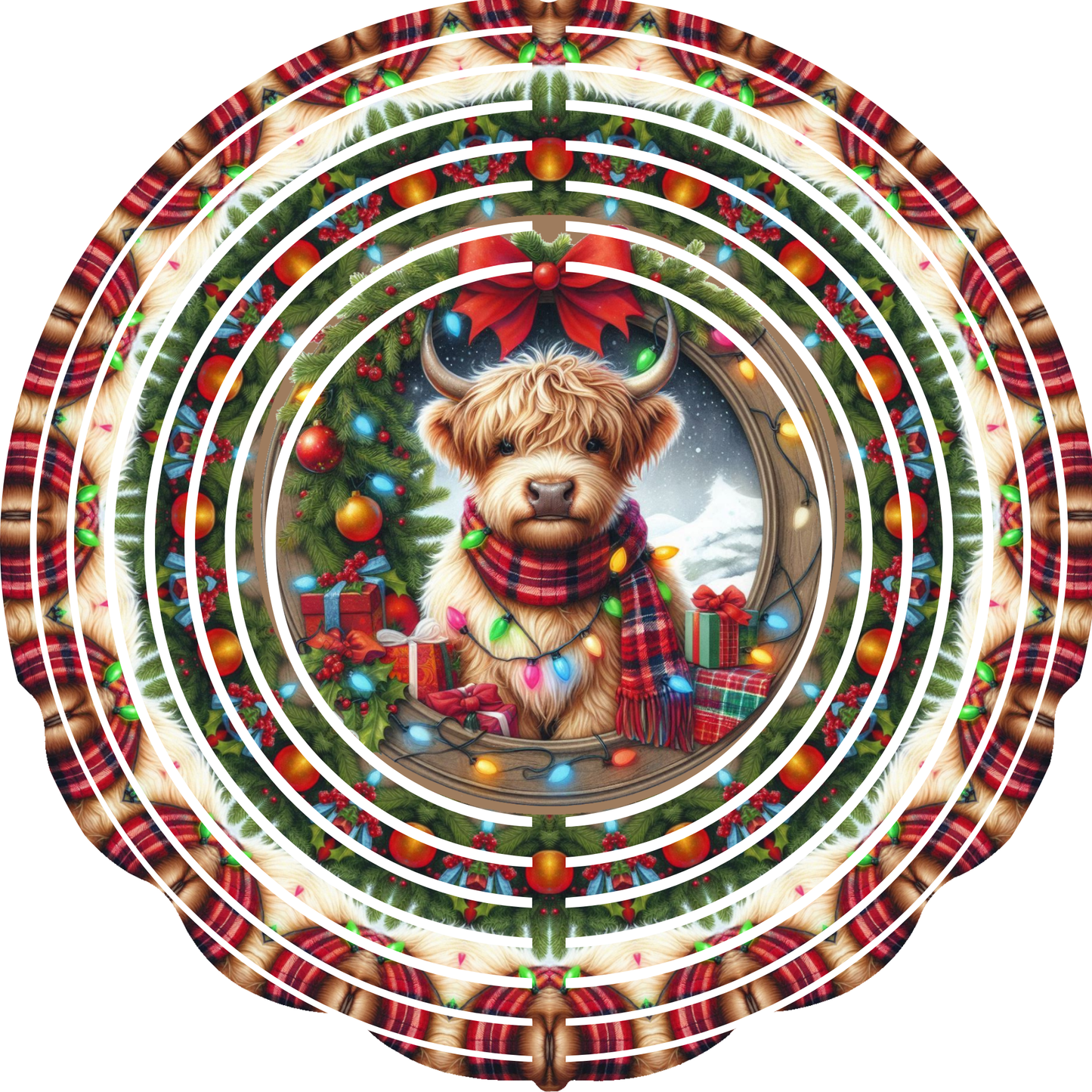Wind Spinners - Christmas Highland Cows