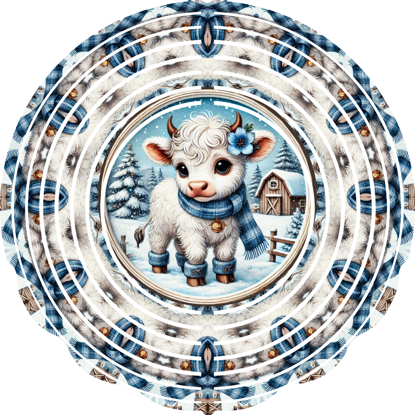 Wind Spinners - Christmas Highland Cows