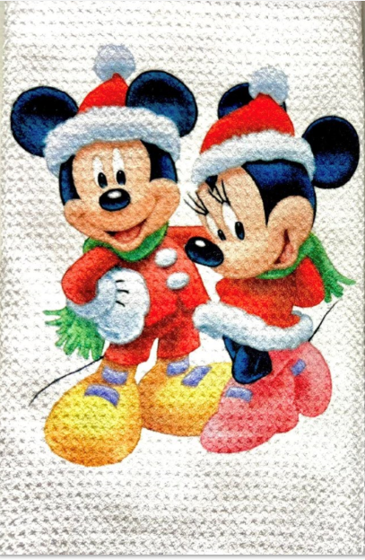 TOWELS - CHRISTMAS CARTOON CHARACTER MOUSE SANTA'S