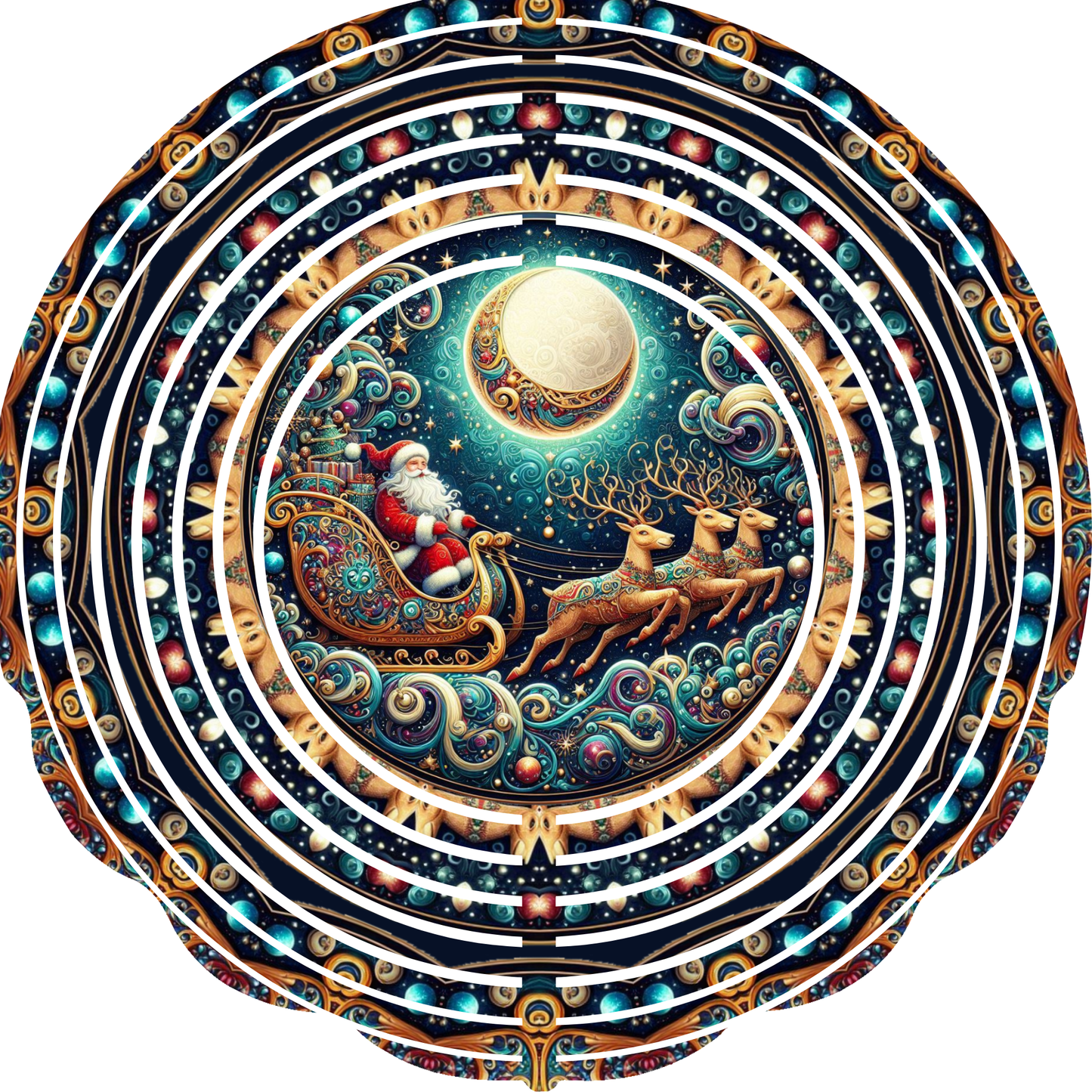 WIND SPINNER - CHRISTMAS SANTA SLEIGH GOLD