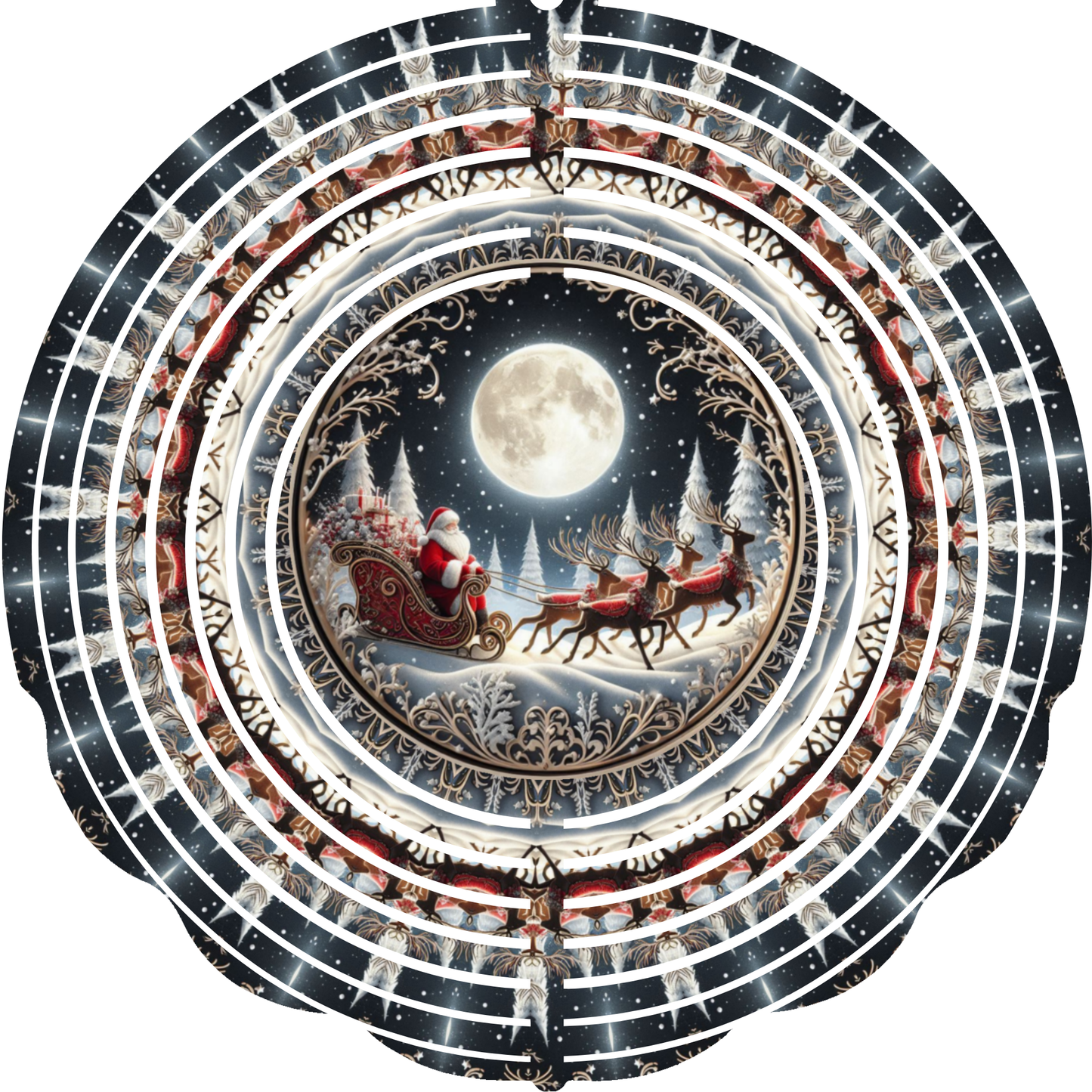 WIND SPINNER - CHRISTMAS SANTA SLEIGH SILVER