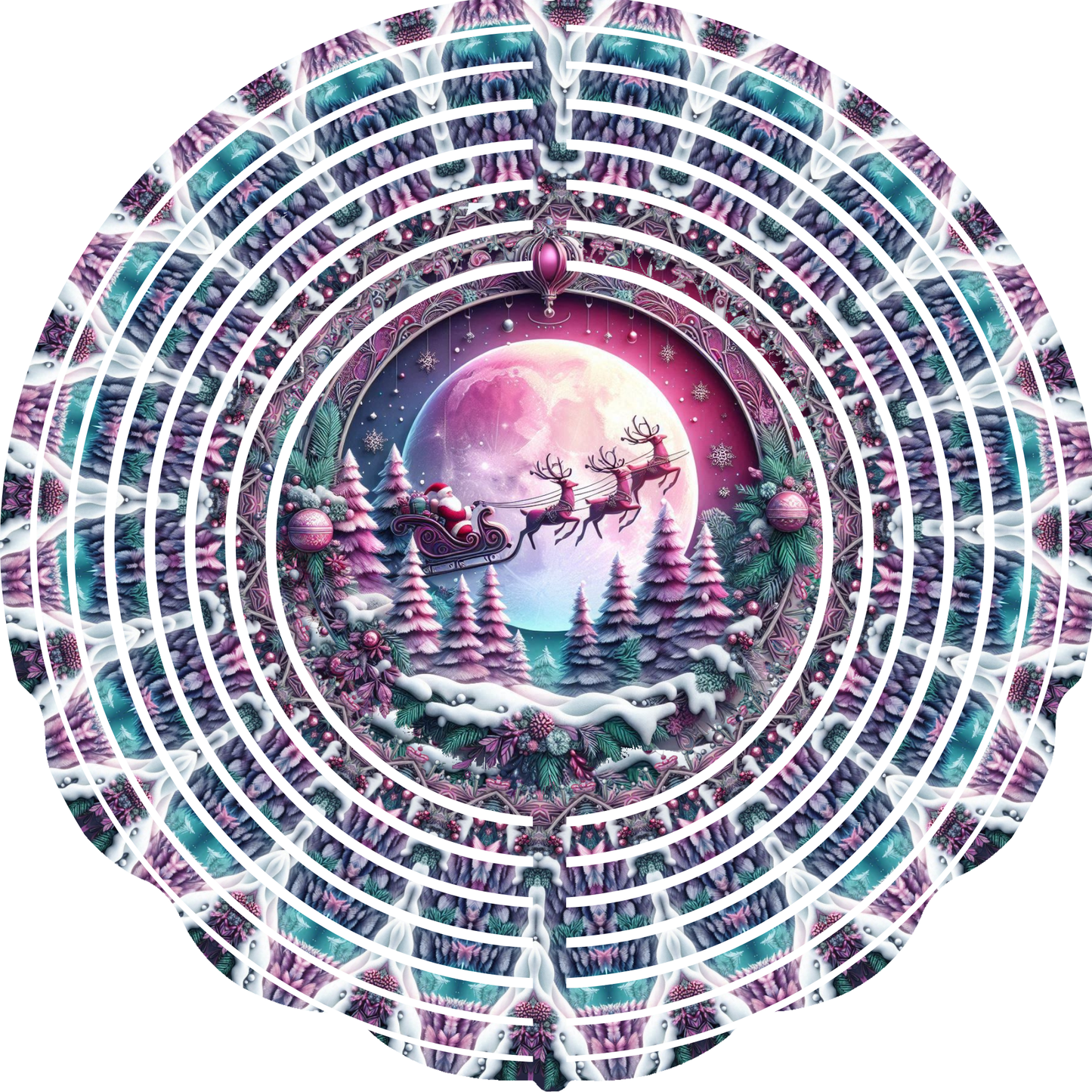 WIND SPINNER - CHRISTMAS SANTA SLEIGH PURPLE