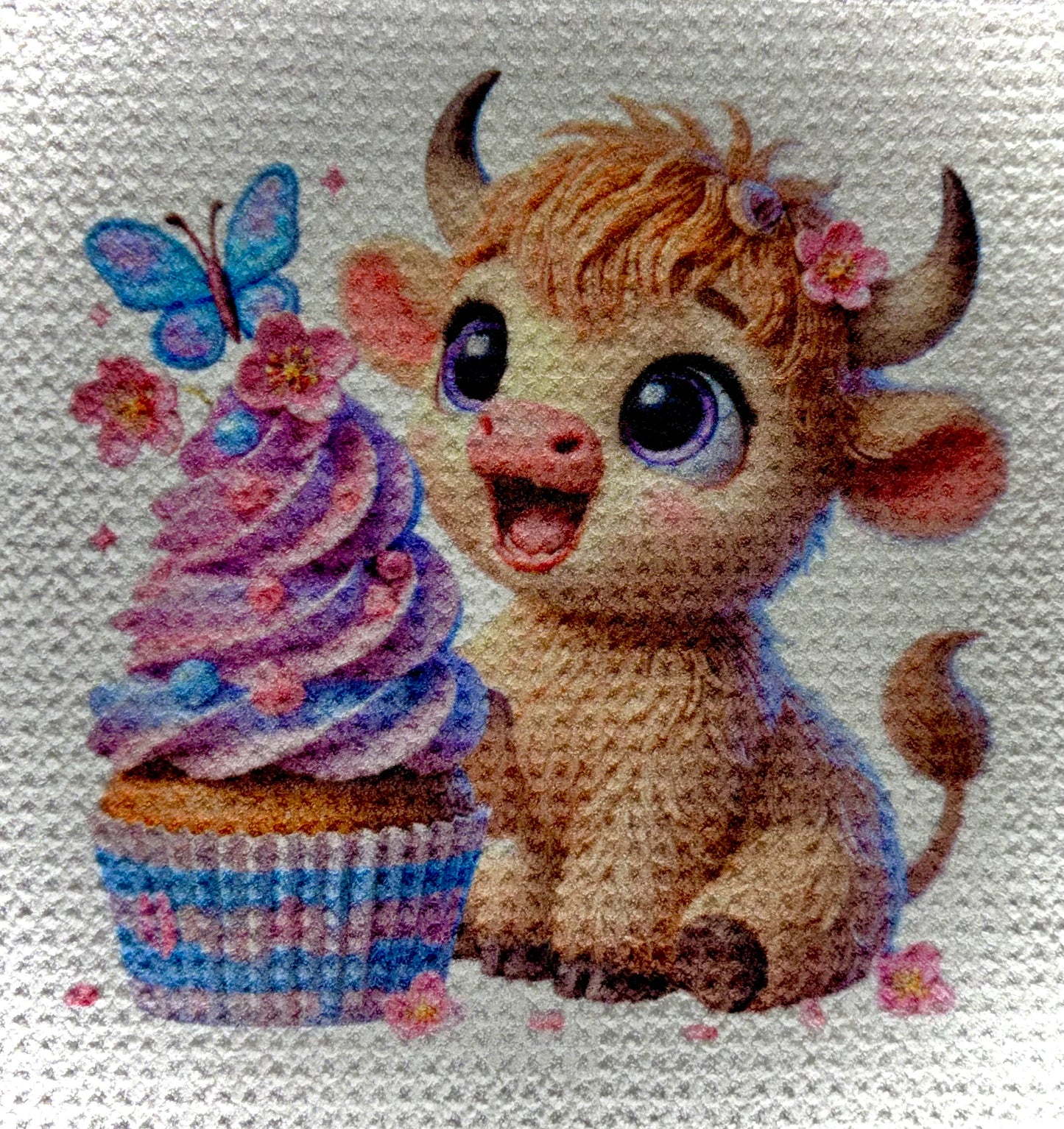 TOWELS - HIGHLAND COW SWEETS CUPCAKE