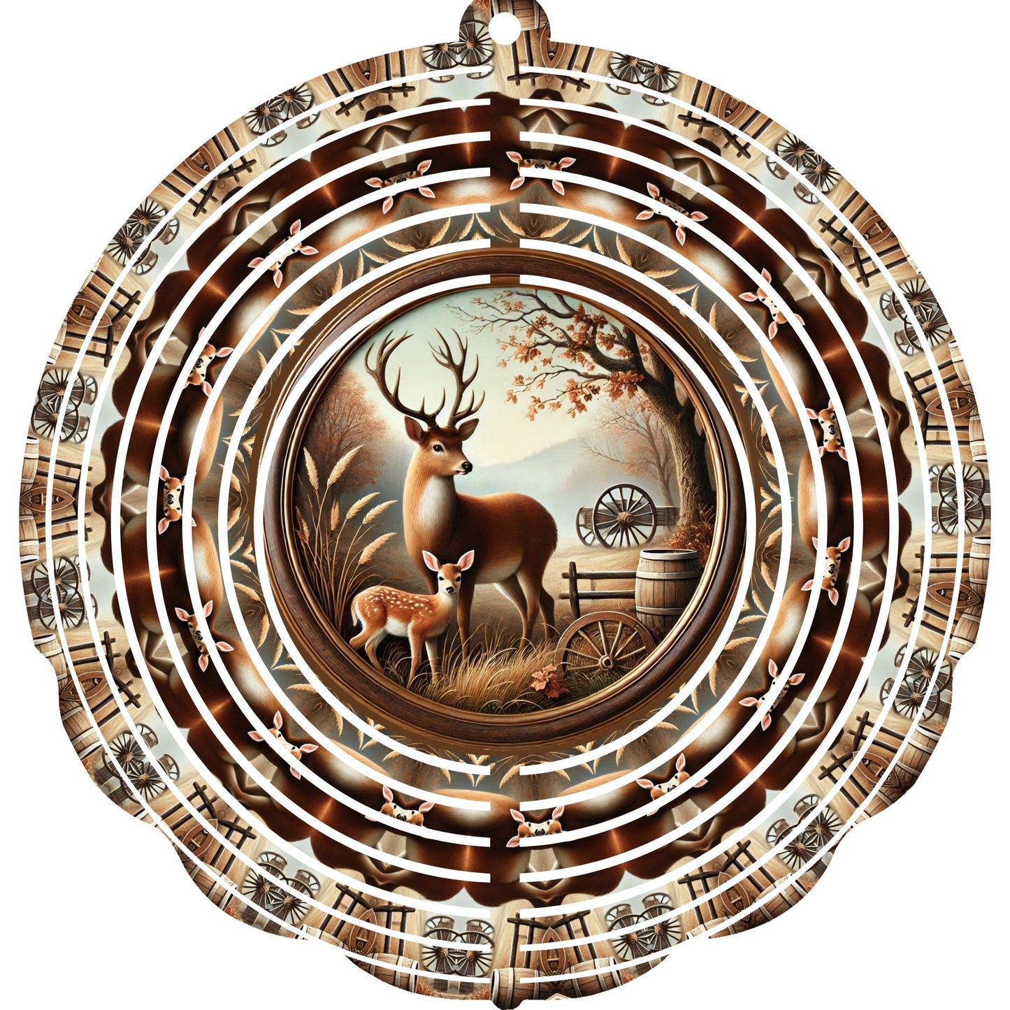 Wind Spinner with Jewel Strand Deer & Fawn Fall Foliage