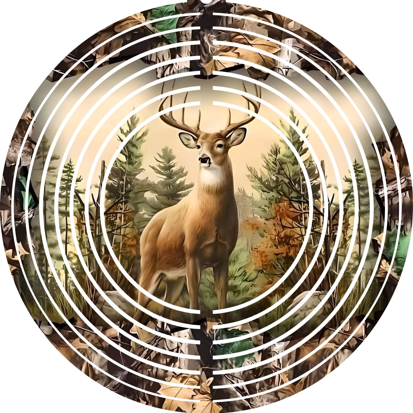Wind Spinner with Jewel Strand Deer Standing in Forest