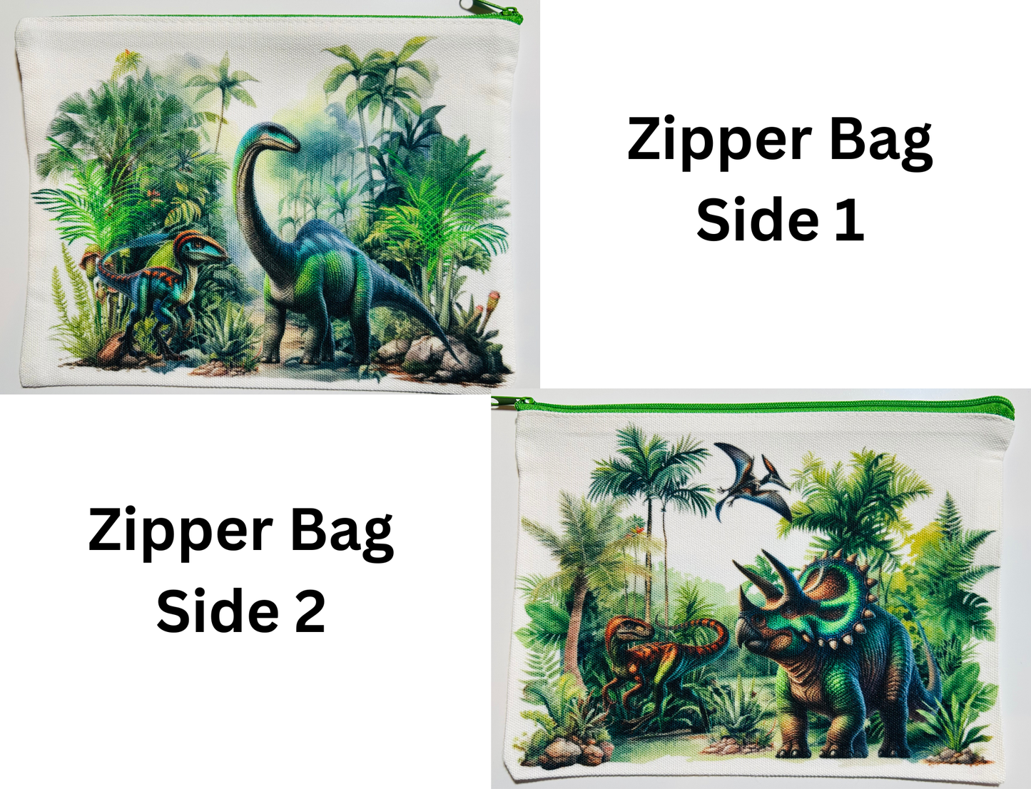 ZIPPER BAG - DINO GREEN