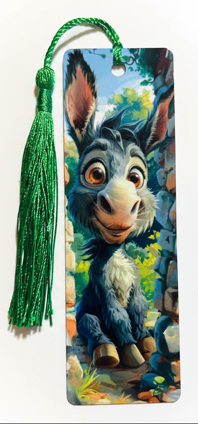 BOOKMARK - DONKEY SITTING BY BRICK WALL