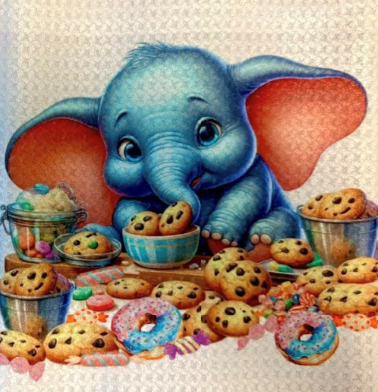 TOWELS - CARTOON CHARACTER ELEPHANT SWEETS