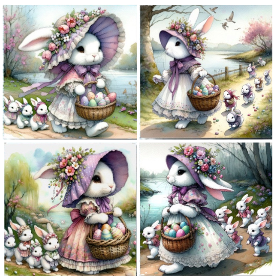 COASTERS 4/pk - EASTER BUNNY BONNET