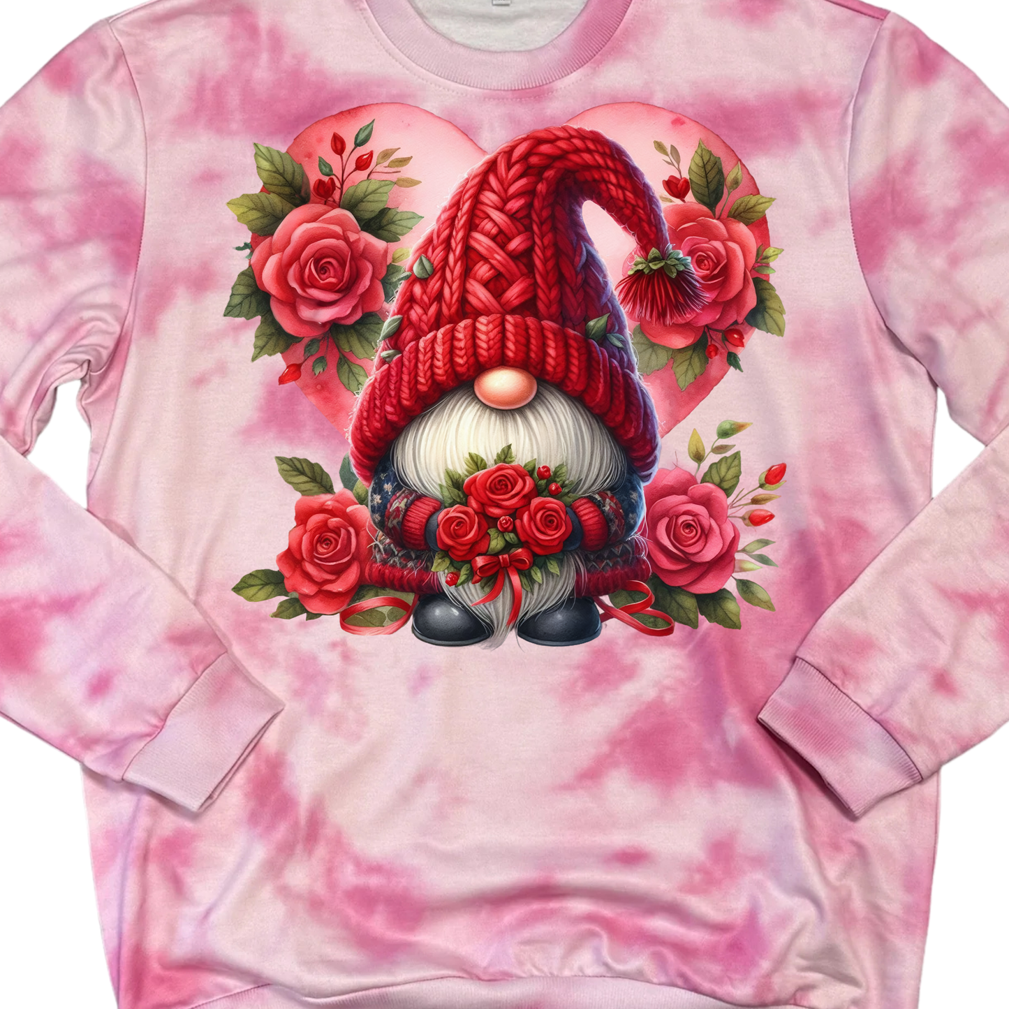 CREW NECK - VALENTINE GNOME ROSES