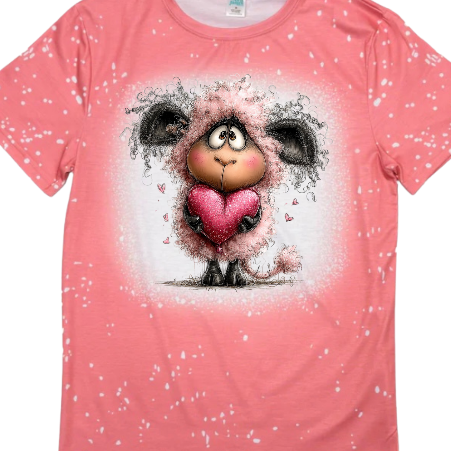 T-Shirts Faux Bleached - SHEEP HOLDING HEART