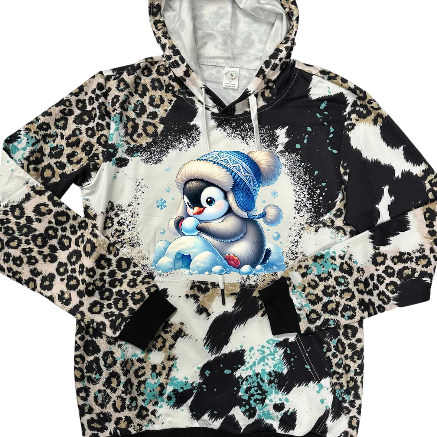 Hoodies Faux Bleached/Pattern - CHRISTMAS