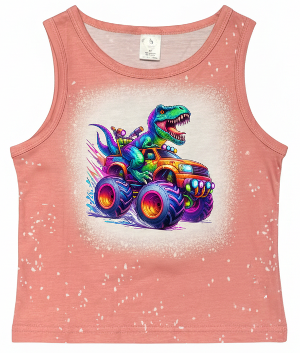 KIDS FAUX BLEACHED- DINO TRUCK ORANGE